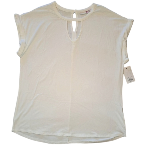 NEW SO Cap-Sleeved White Keyhole Tee Size XL - Picture 1 of 4